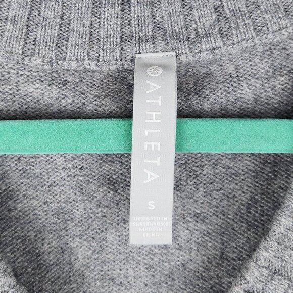 Athleta Wool Cashmere V-Neck Tunic Sweater Heather Gray sz S - Picture 6 of 8